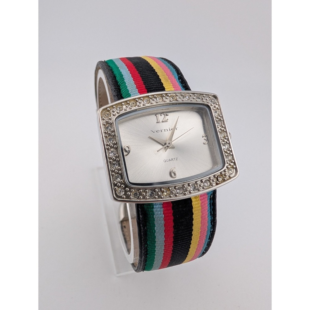 Vernier Women's Quartz Watch 31mm Case Multicolor Bangle Band- New Battery